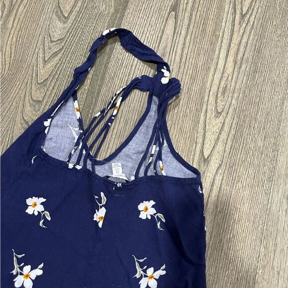 American Eagle Strappy Back Shift Dress Floral Scoop Neck Navy White Size XXS - Picture 7 of 7